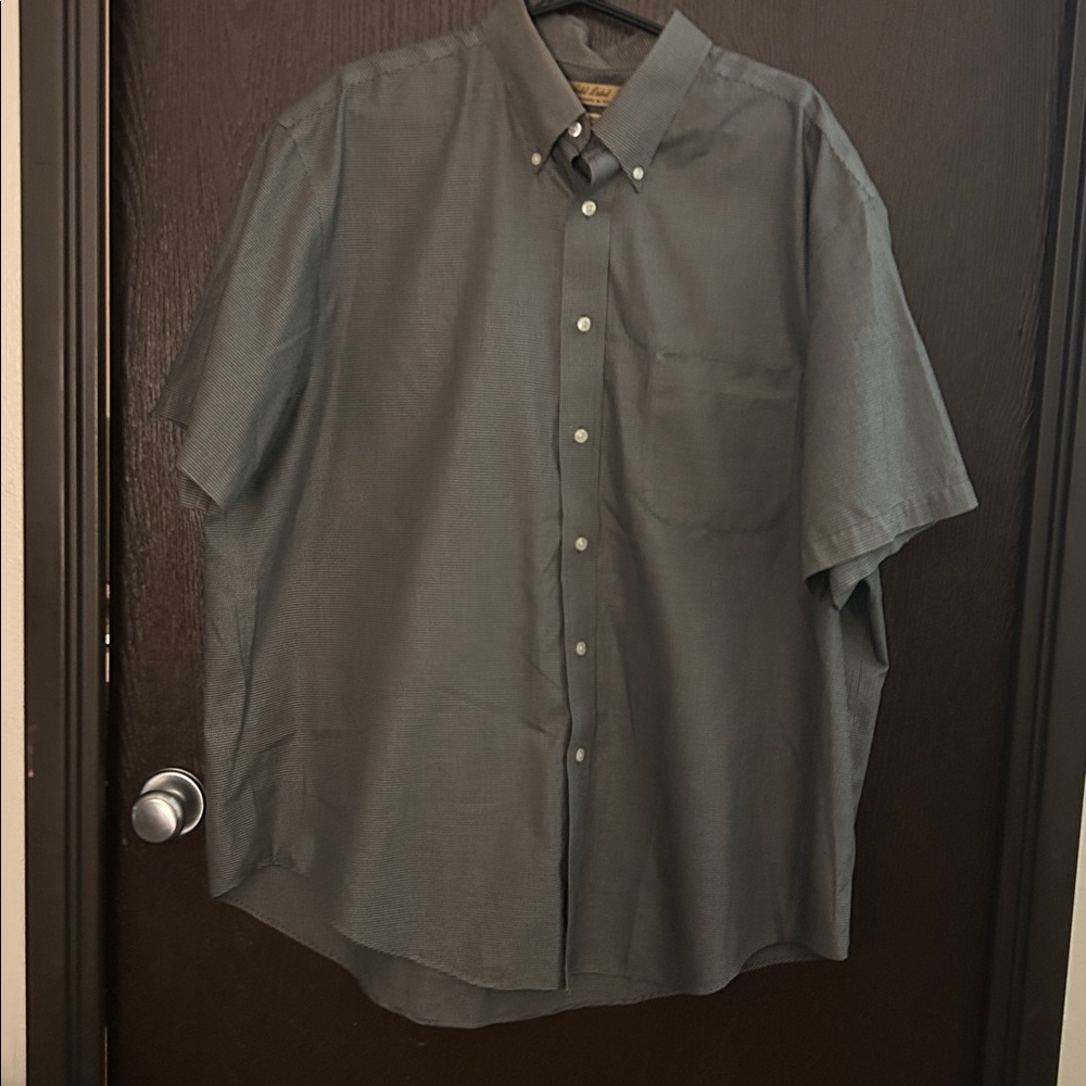 Gold Label Roundtree & Yorke Charcoal/Black Houndstooth Button Down Pocket XL